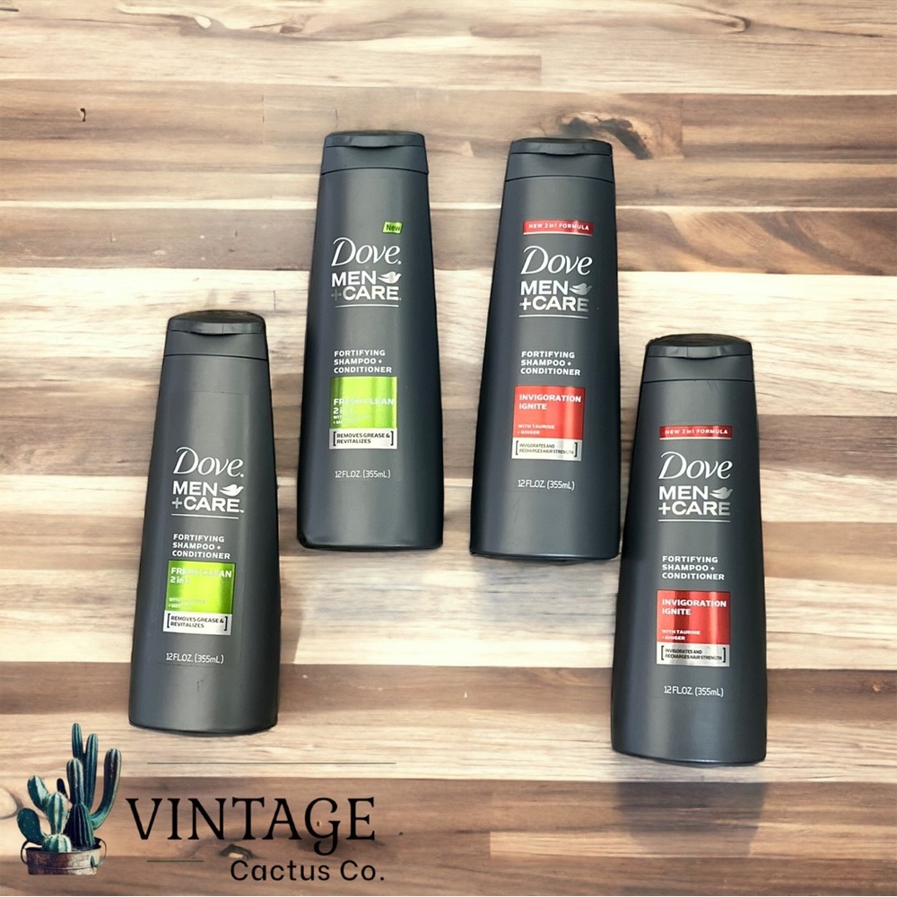 New! (4)Bottles Dove Men+Care Fortifying & Ignite 2in1 Shampoo & Conditioner!